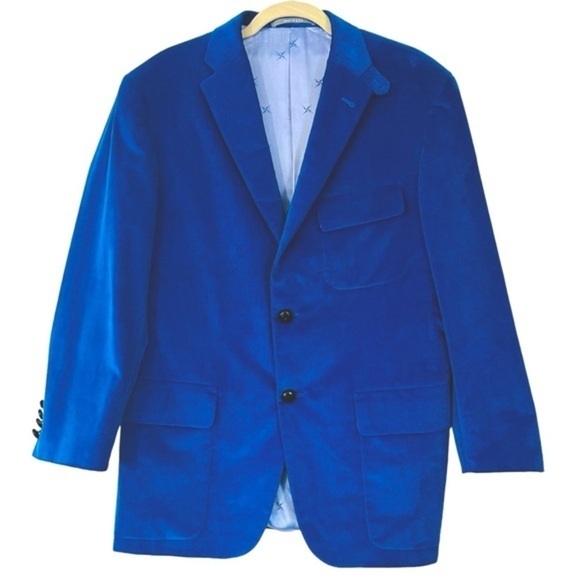 HICKEY FREEMAN CUSTOM MADE BLUE CORDUROY JACKET BLAZER SIZE...